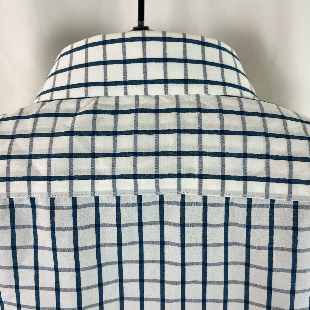 80’s two ply Blue and White Plaid button Down Thompson Shirtings J. Crew XLT - Picture 7 of 11